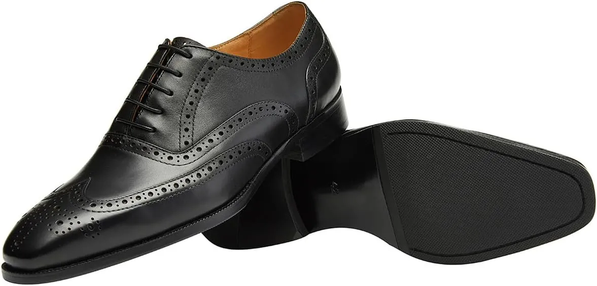 Mens Dress Shoes Leather Oxfords Wingtip Brogue Tuxedo Business Casual Wedding Shoes for Men