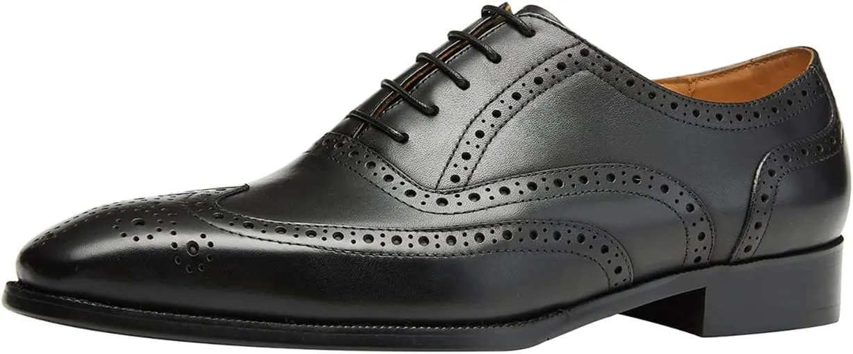Mens Dress Shoes Leather Oxfords Wingtip Brogue Tuxedo Business Casual Wedding Shoes for Men