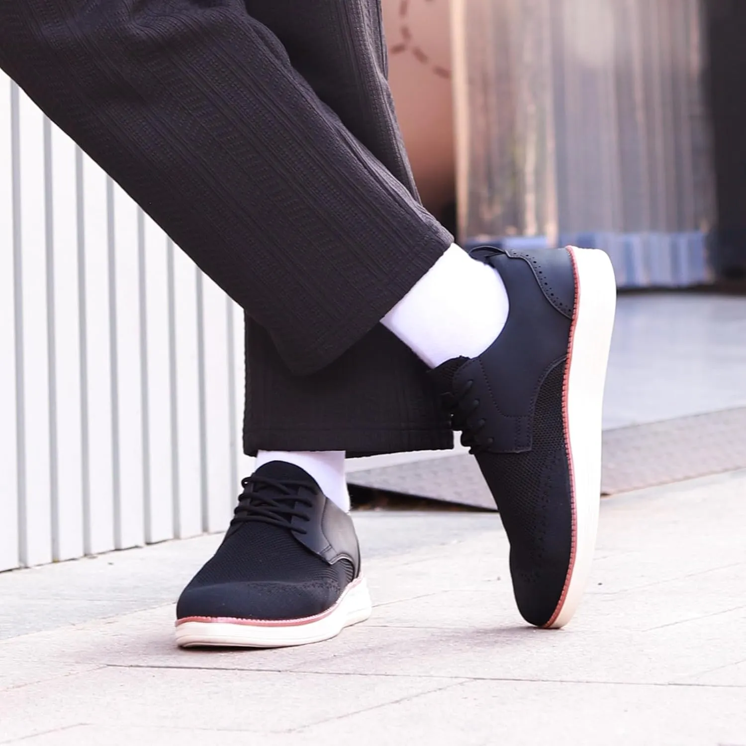 Men's Dress Sneakers Business Casual Dress Oxfords Walking Shoes Lightweight Comfortable Brogue Shoes