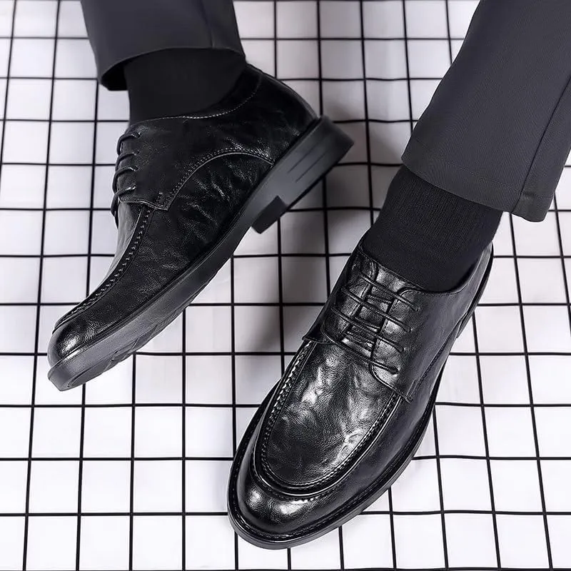 Men’s Genuine Leather Oxfords Breathable Lace-Up Dress Shoes for Business Wedding Formal