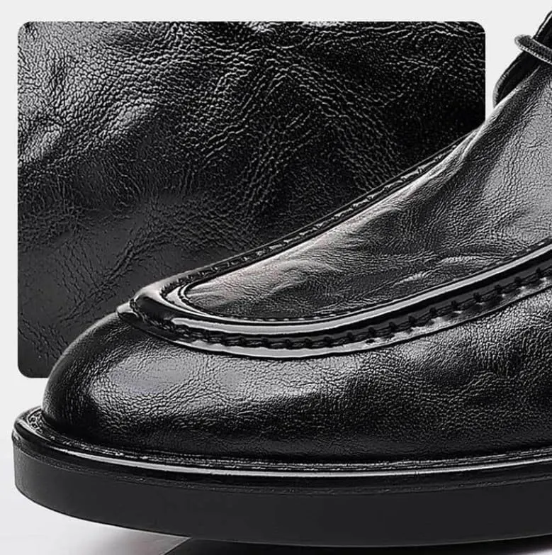 Men’s Genuine Leather Oxfords Breathable Lace-Up Dress Shoes for Business Wedding Formal