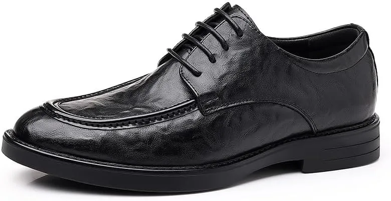 Men’s Genuine Leather Oxfords Breathable Lace-Up Dress Shoes for Business Wedding Formal