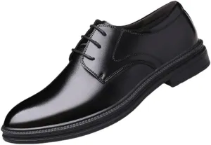 Men's Leather Oxfords Casual Business Platform Formal Dress Shoes Classic Office Breathable Wingtip Brogue for Men