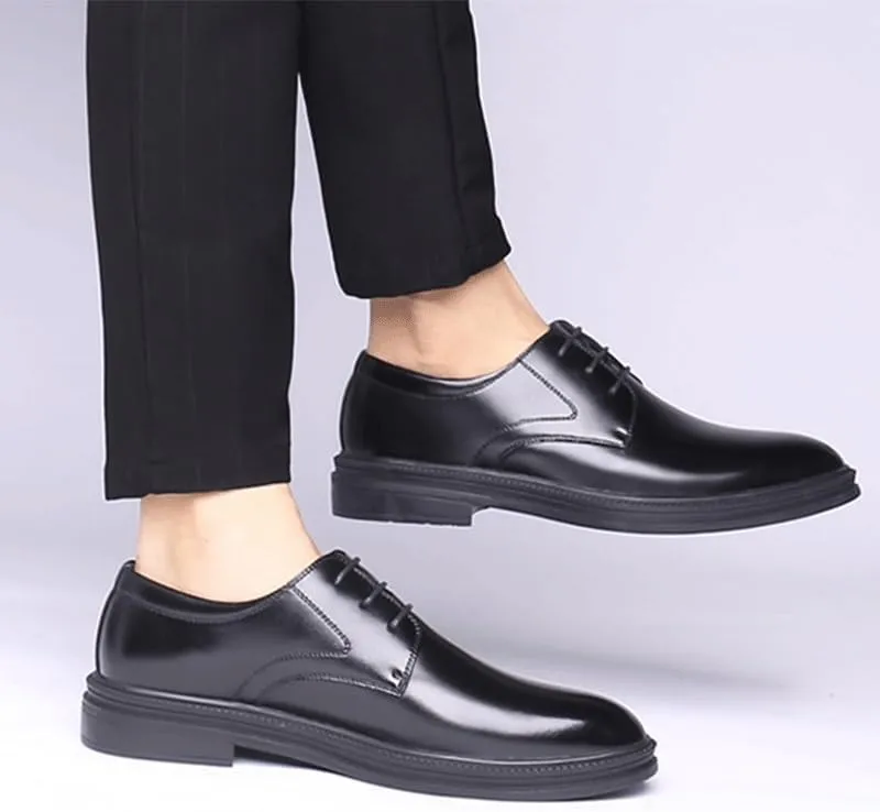 Men's Leather Oxfords Casual Business Platform Formal Dress Shoes Classic Office Breathable Wingtip Brogue for Men