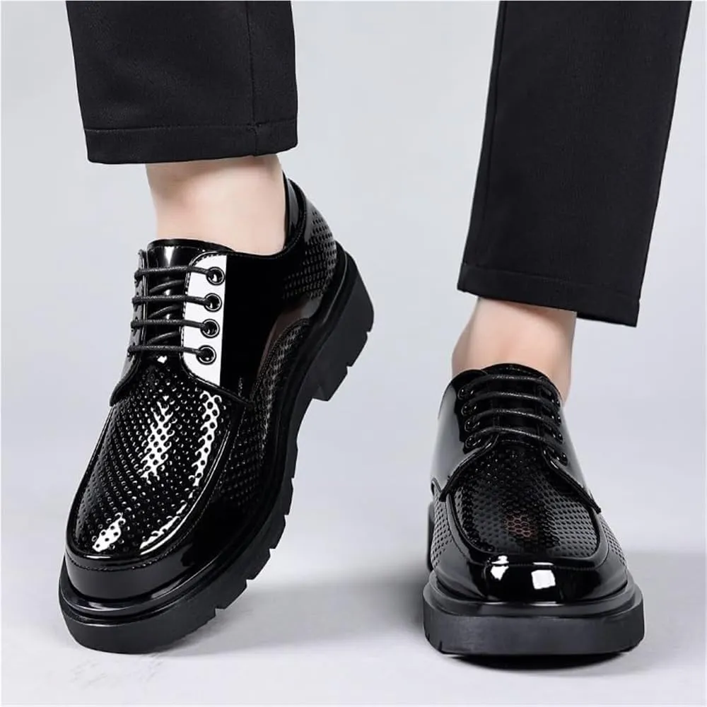 Men's Leather Oxfords Dress Shoes - Breathable Hollow Black Loafers for Formal, Casual, Wedding & Business Tuxedo Events
