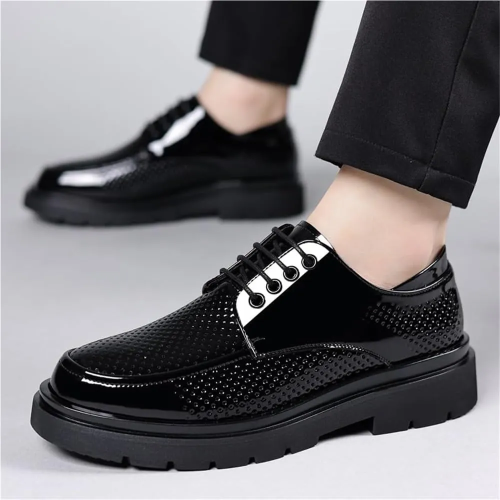 Men's Leather Oxfords Dress Shoes - Breathable Hollow Black Loafers for Formal, Casual, Wedding & Business Tuxedo Events