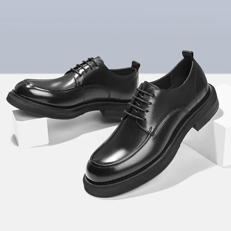 Men's Leather Oxfords - Lightweight Lace Up Formal Dress Shoes for Business & Casual Wear
