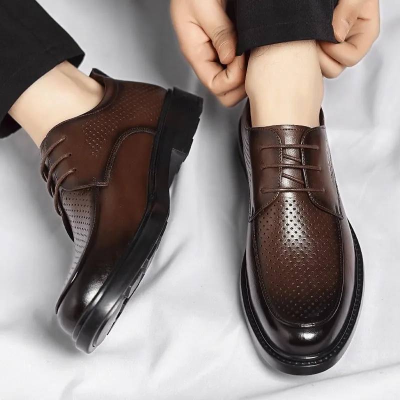Men's Leather Oxfords Men Breathable Wedding Tuxedo Dress Shoes Modern Fashion Lace-up Formal Brogue Shoes