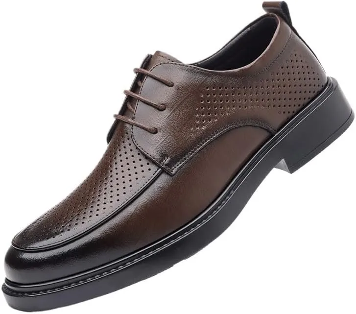 Men's Leather Oxfords Men Breathable Wedding Tuxedo Dress Shoes Modern Fashion Lace-up Formal Brogue Shoes