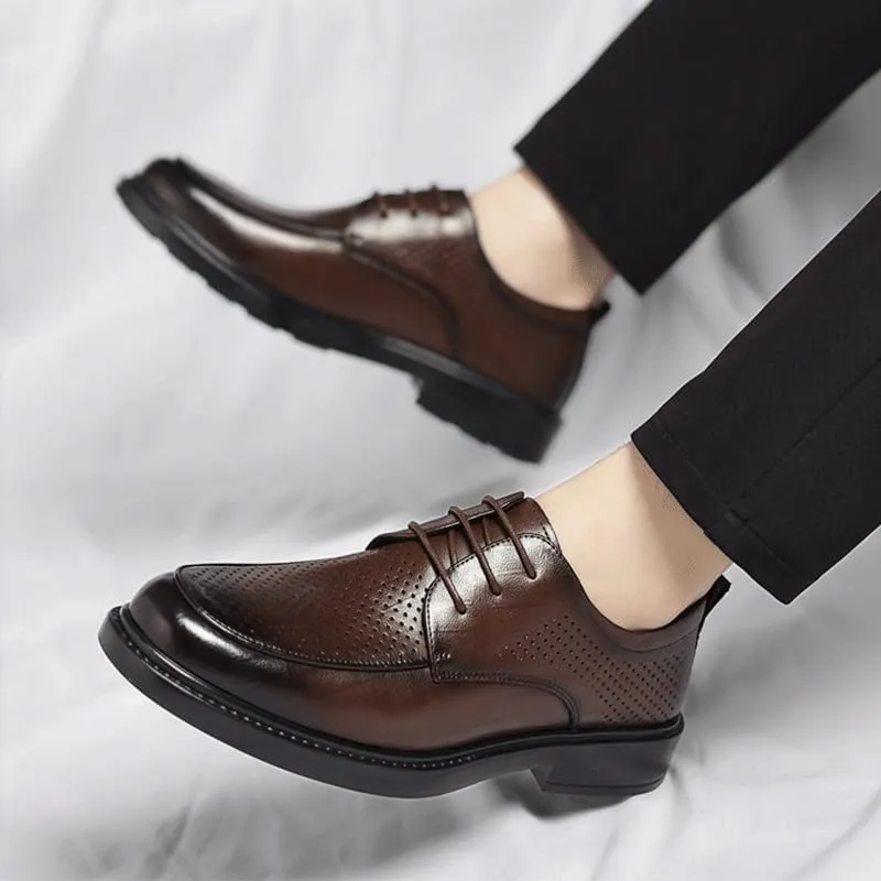 Men's Leather Oxfords Men Breathable Wedding Tuxedo Dress Shoes Modern Fashion Lace-up Formal Brogue Shoes