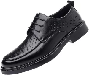 Men's Leather Oxfords Men Breathable Wedding Tuxedo Dress Shoes Modern Fashion Lace-up Formal Brogue Shoes