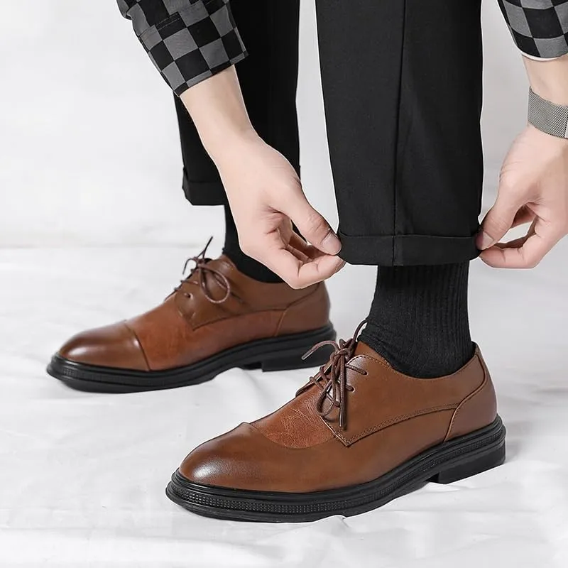 Mens Leather Oxfords Shoes Wedding Party Dress Shoes Business Work Wingtip Brogue for Men