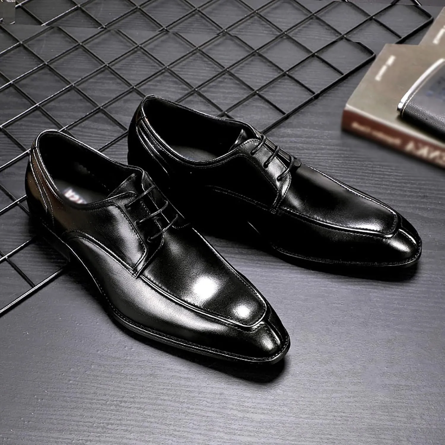 Men's Premium Dress Shoes for Business and Weddings Breathable Leather Oxfords with Anti-Slip Rubber Sole
