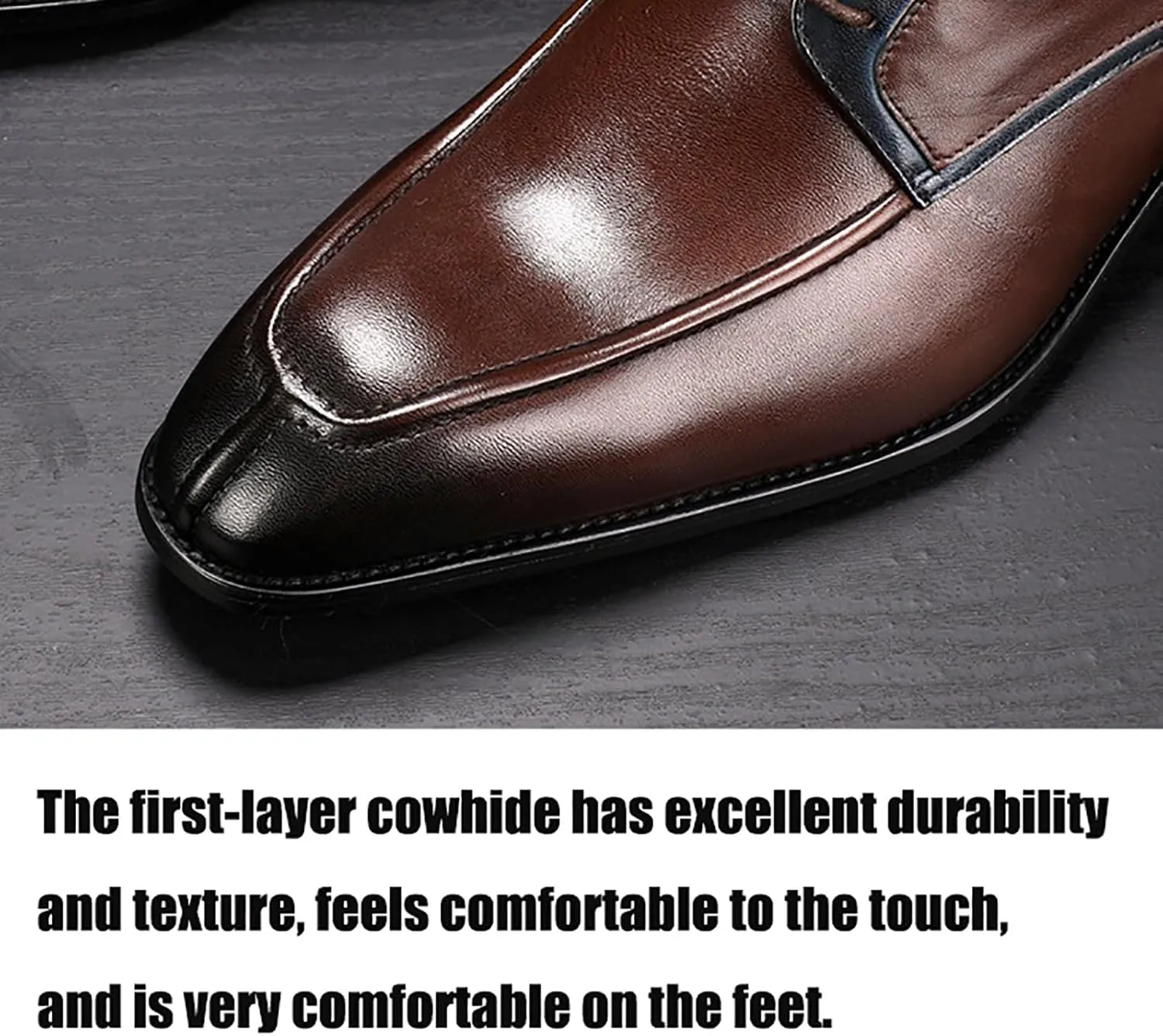 Men's Premium Dress Shoes for Business and Weddings Breathable Leather Oxfords with Anti-Slip Rubber Sole