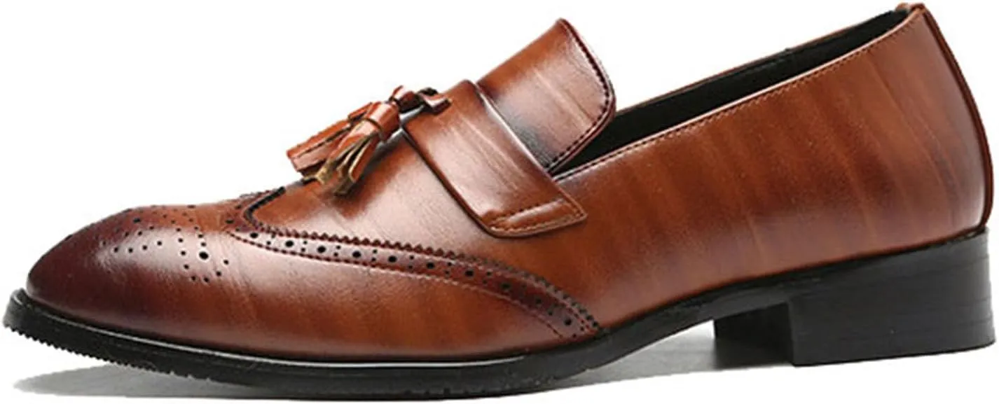 Men's Tassel Dress Shoes Tuxedo Shoes for Men Brogue PU Leather Dress Loafers for Men