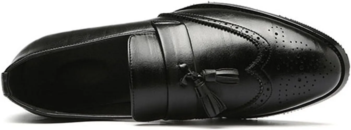 Men's Tassel Dress Shoes Tuxedo Shoes for Men Brogue PU Leather Dress Loafers for Men