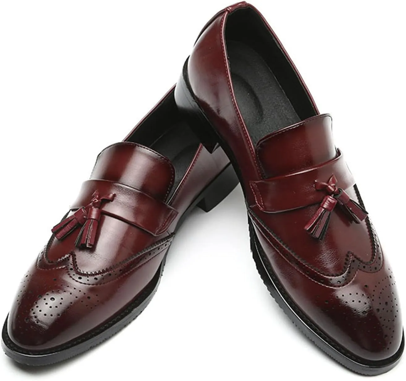Men's Tassel Dress Shoes Tuxedo Shoes for Men Brogue PU Leather Dress Loafers for Men