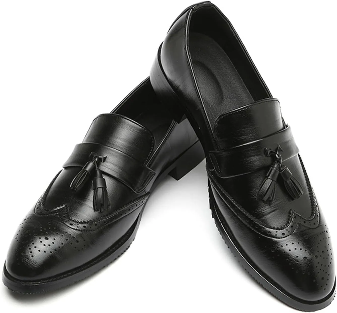 Men's Tassel Dress Shoes Tuxedo Shoes for Men Brogue PU Leather Dress Loafers for Men