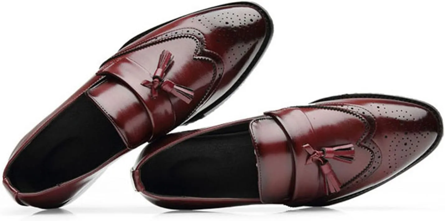 Men's Tassel Dress Shoes Tuxedo Shoes for Men Brogue PU Leather Dress Loafers for Men