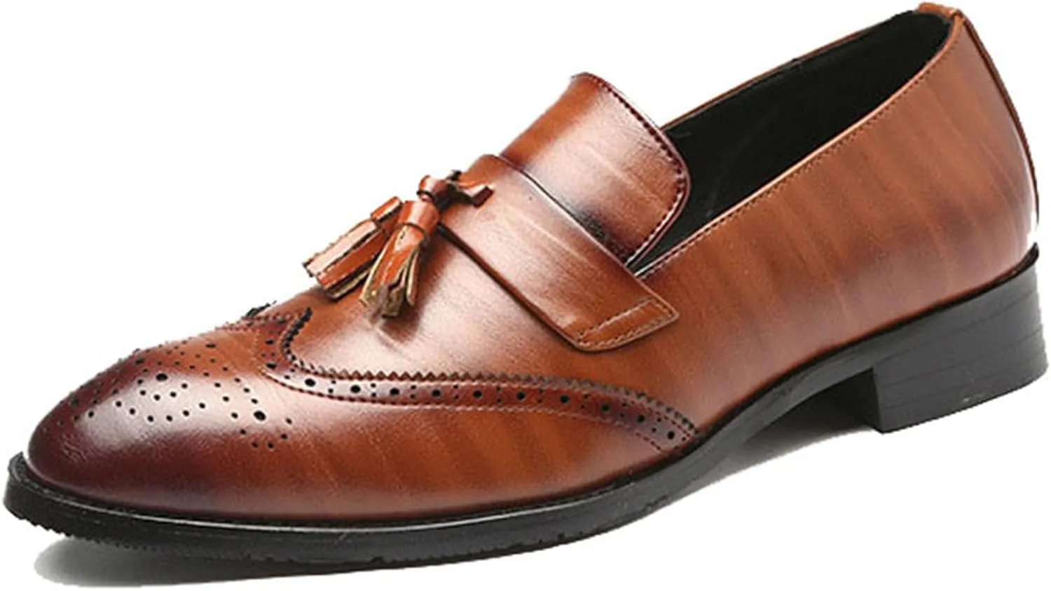 Men's Tassel Dress Shoes Tuxedo Shoes for Men Brogue PU Leather Dress Loafers for Men