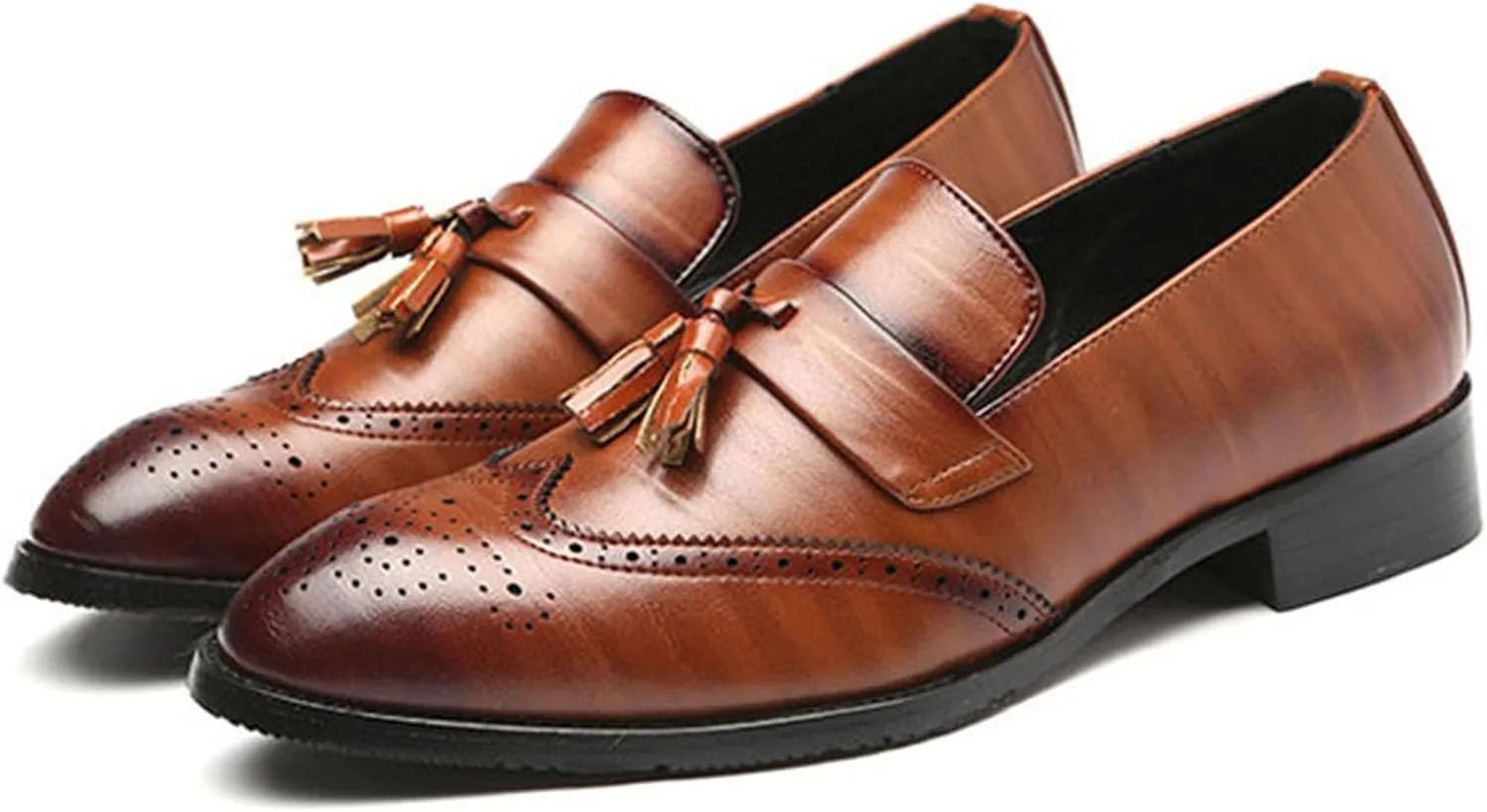 Men's Tassel Dress Shoes Tuxedo Shoes for Men Brogue PU Leather Dress Loafers for Men