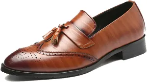 Men's Tassel Dress Shoes Tuxedo Shoes for Men Brogue PU Leather Dress Loafers for Men