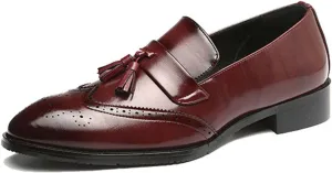 Men's Tassel Dress Shoes Tuxedo Shoes for Men Brogue PU Leather Dress Loafers for Men