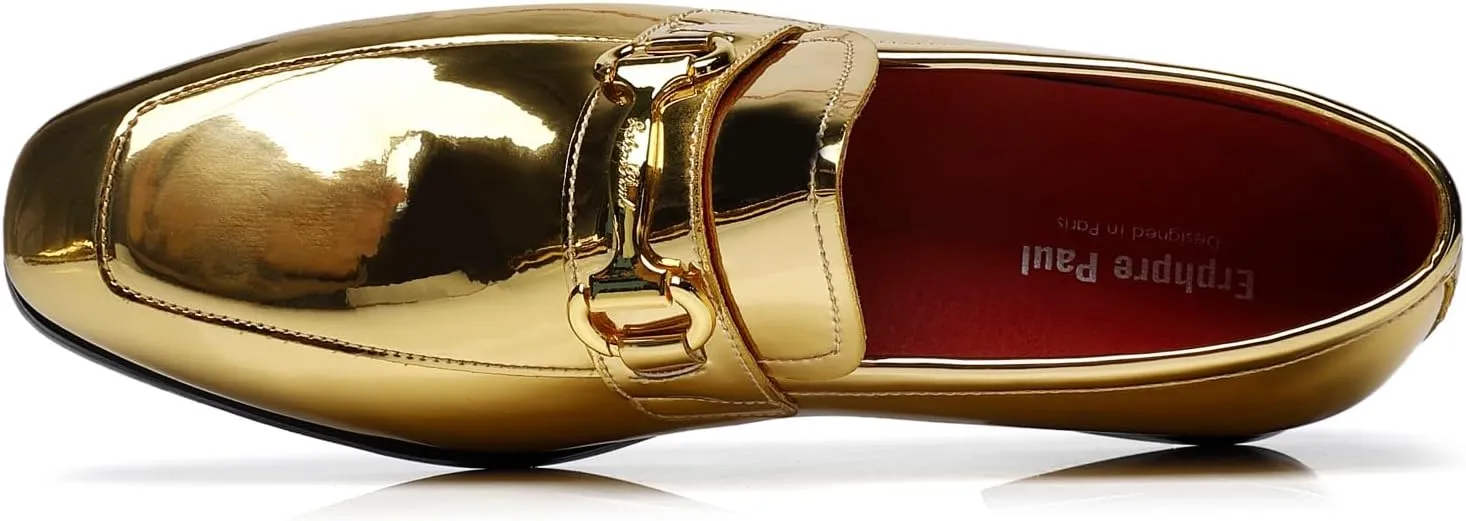 Men's Tuxedo Patent Leather Loafers Fashion Buckle Comfortable Dress Shoes