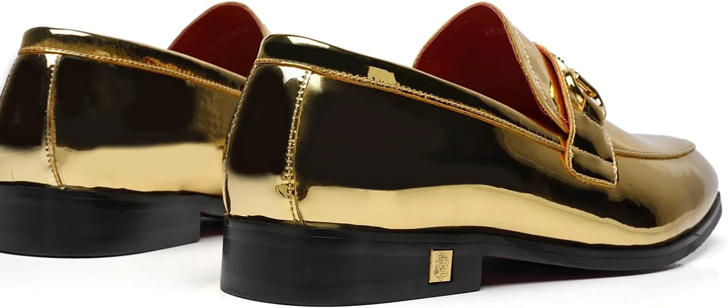 Men's Tuxedo Patent Leather Loafers Fashion Buckle Comfortable Dress Shoes