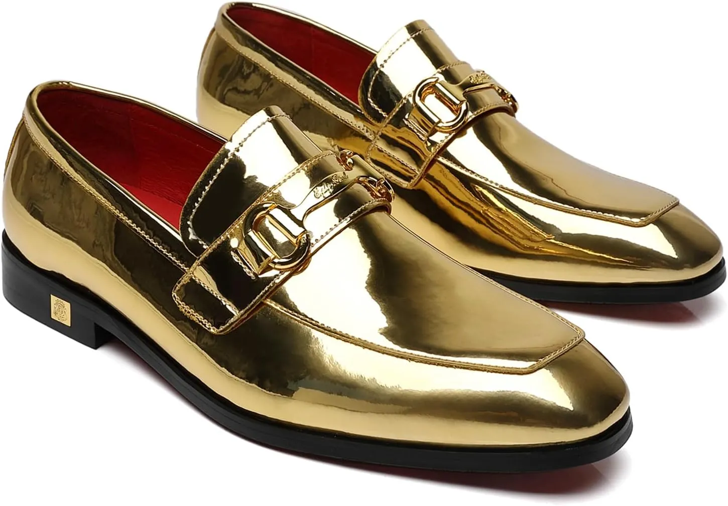 Men's Tuxedo Patent Leather Loafers Fashion Buckle Comfortable Dress Shoes