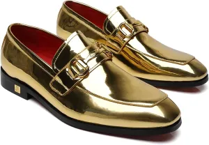 Men's Tuxedo Patent Leather Loafers Fashion Buckle Comfortable Dress Shoes