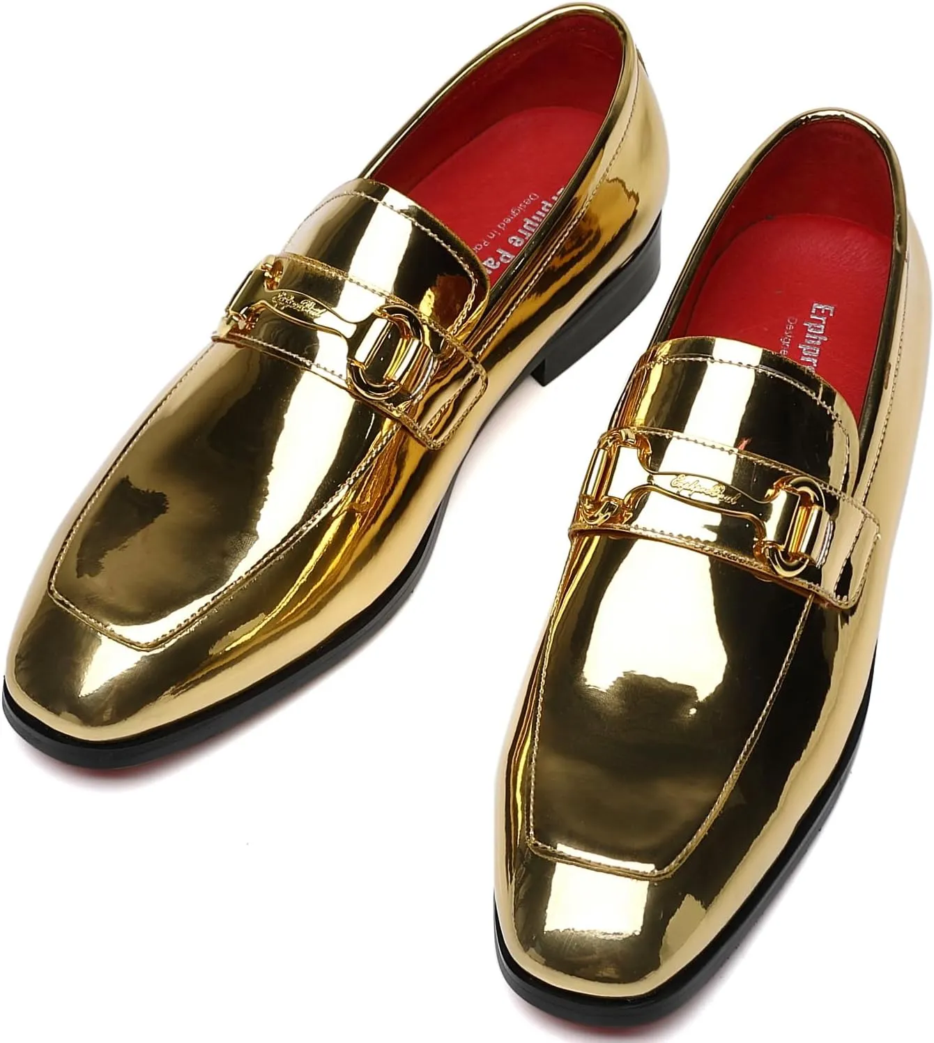 Men's Tuxedo Patent Leather Loafers Fashion Buckle Comfortable Dress Shoes