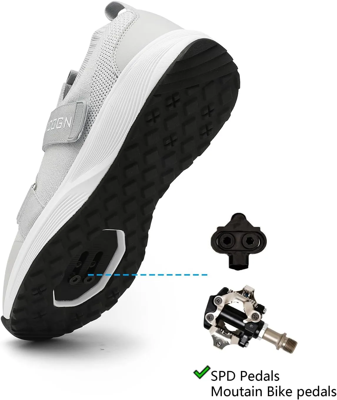 Mens Womens Indoor Cycling Shoes Compatible with SPD System Pedal, Outdoor Walkable Bike Shoes with SPD Cleats Included