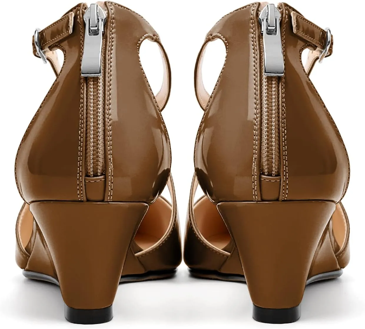 Mettesally Women's Wedges Heels Criss Cross Heeled Sandals Pointed Toe Ankle Strap Heel Pumps Fashion Dress Shoes