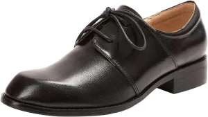 Mona flying Women's Handmade Two Tone Dress Oxfords Derby Comfy Lace up Leather Shoes for Ladies