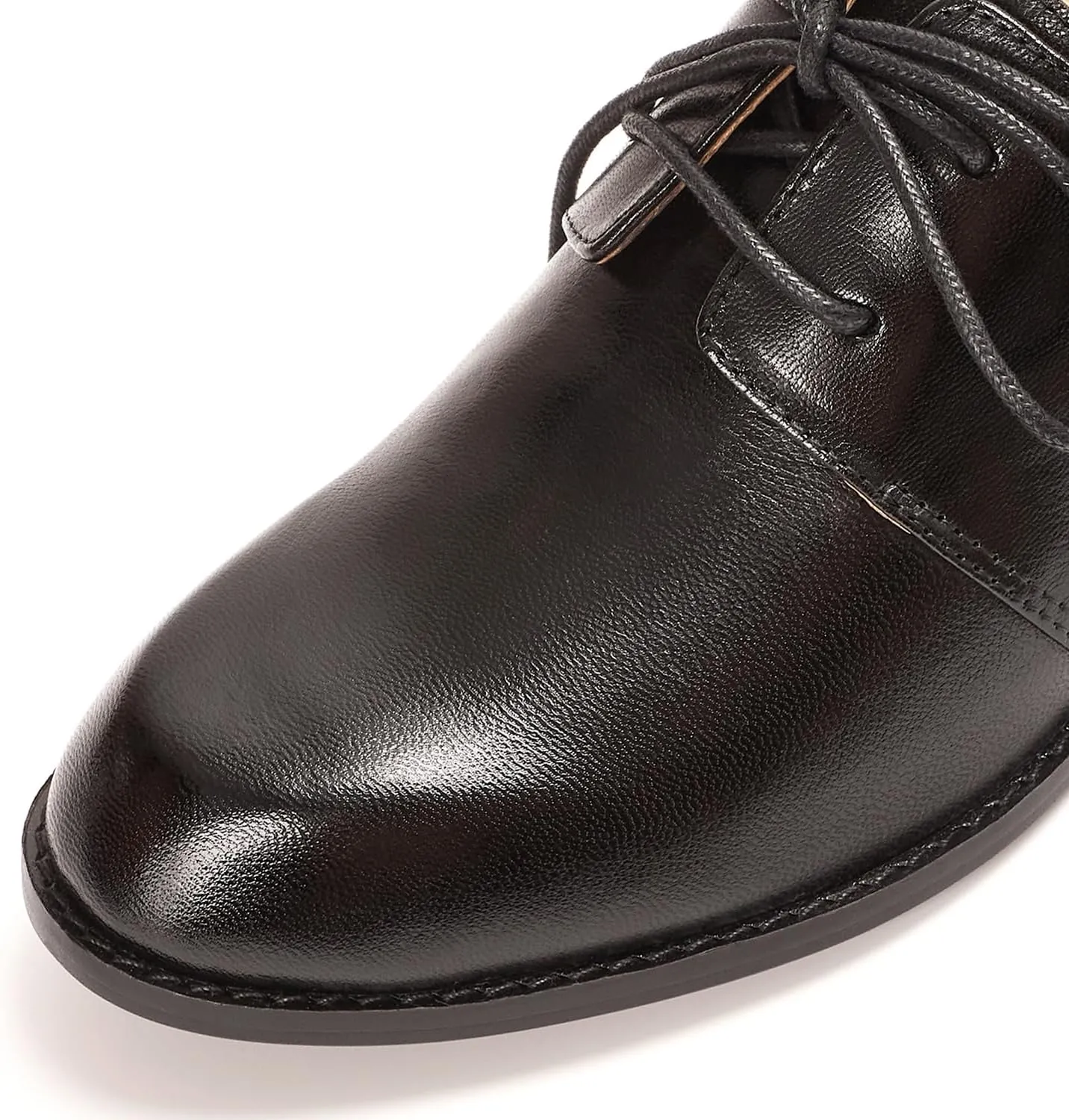 Mona flying Women's Handmade Two Tone Dress Oxfords Derby Comfy Lace up Leather Shoes for Ladies