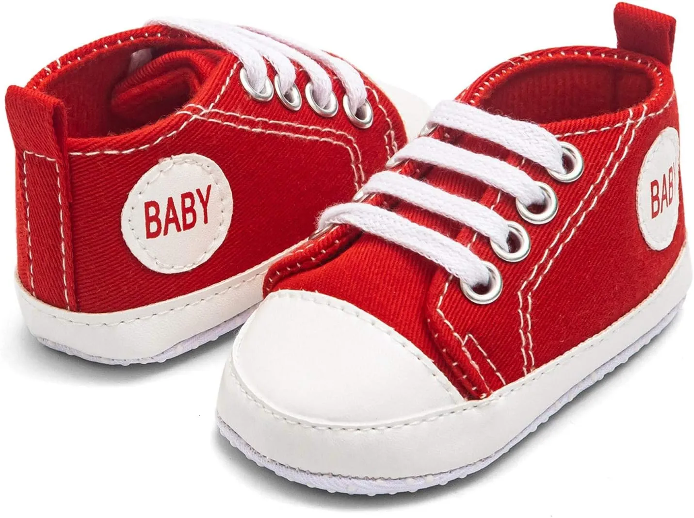 Newborn Baby Girls Boys Canvas Sneakers Soft Sole High-Top Ankle Shoes Infant First Walkers Crib Shoes Slip on