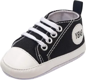 Newborn Baby Girls Boys Canvas Sneakers Soft Sole High-Top Ankle Shoes Infant First Walkers Crib Shoes Slip on