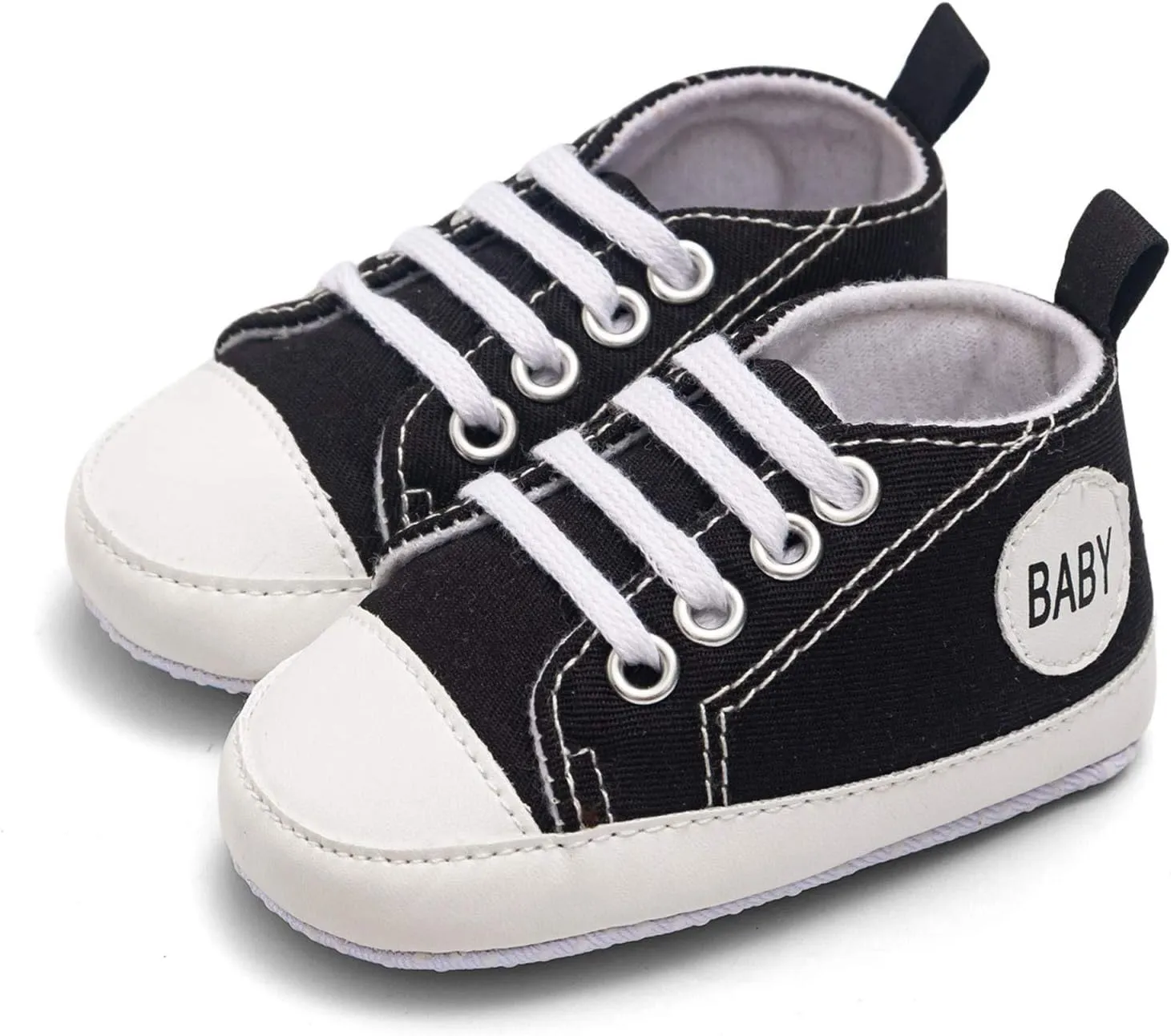 Newborn Baby Girls Boys Canvas Sneakers Soft Sole High-Top Ankle Shoes Infant First Walkers Crib Shoes Slip on