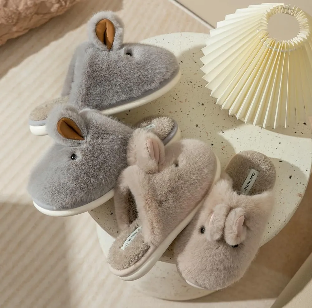 Obosoyo Bunny Slippers for Women Fuzzy Cute Animal Memory Foam Indoor House Slippers Easter Thanksgiving Christmas Slippers Gifts