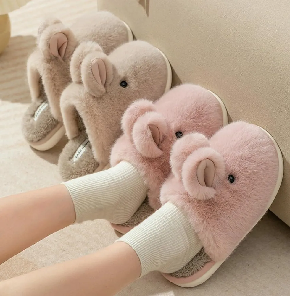 Obosoyo Bunny Slippers for Women Fuzzy Cute Animal Memory Foam Indoor House Slippers Easter Thanksgiving Christmas Slippers Gifts