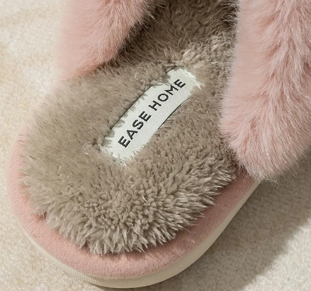 Obosoyo Bunny Slippers for Women Fuzzy Cute Animal Memory Foam Indoor House Slippers Easter Thanksgiving Christmas Slippers Gifts
