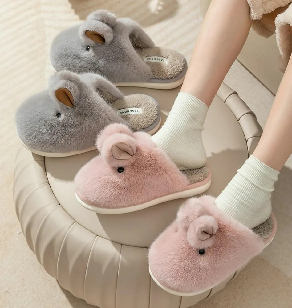 Obosoyo Bunny Slippers for Women Fuzzy Cute Animal Memory Foam Indoor House Slippers Easter Thanksgiving Christmas Slippers Gifts