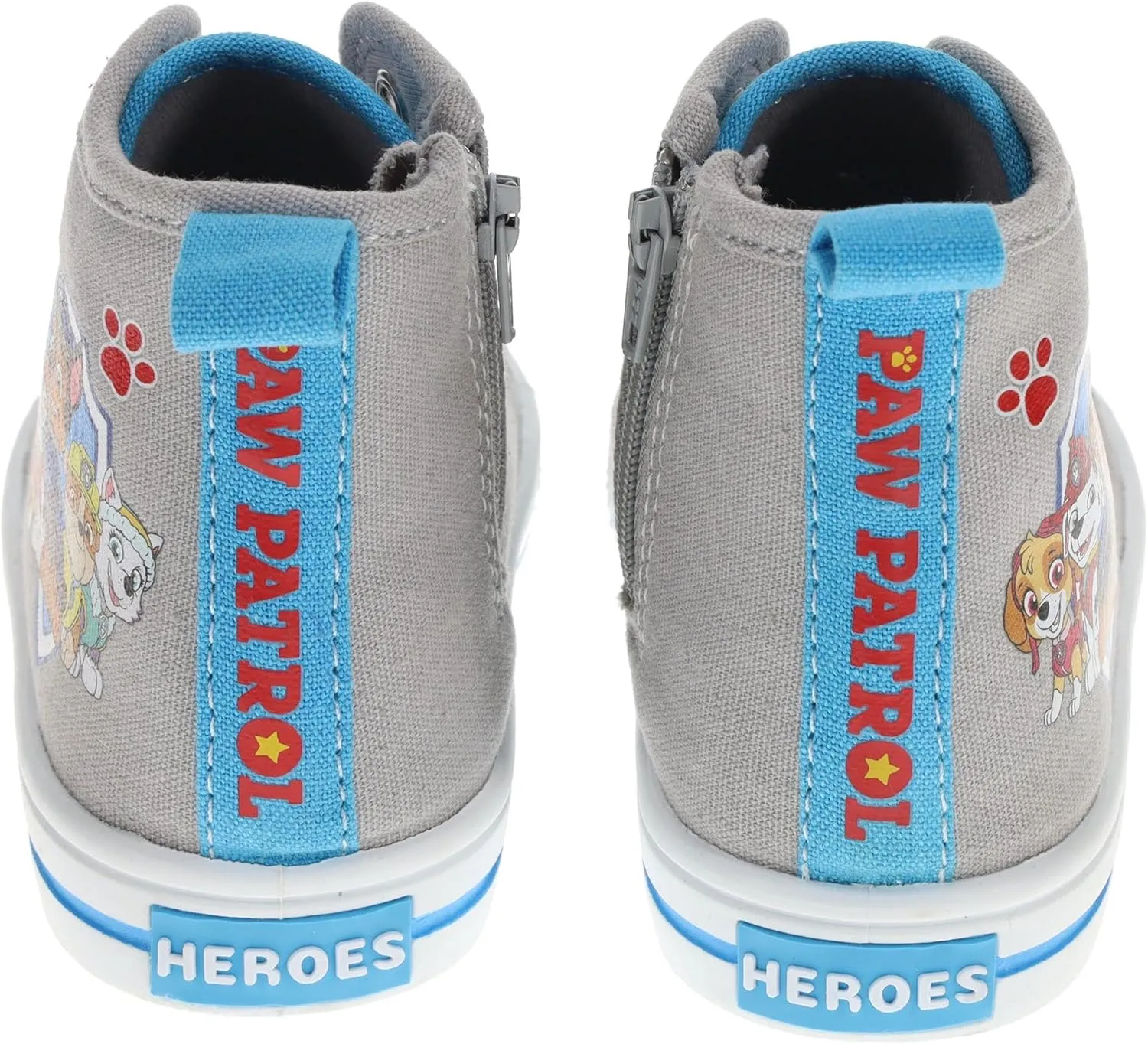 Paw Patrol Hi-Top Shoes for Toddlers, Hi-Top Canvas Sneaker with Toe Bumper, Grey, Toddler Size 7 to Youth Size 12