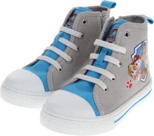 Paw Patrol Hi-Top Shoes for Toddlers, Hi-Top Canvas Sneaker with Toe Bumper, Grey, Toddler Size 7 to Youth Size 12