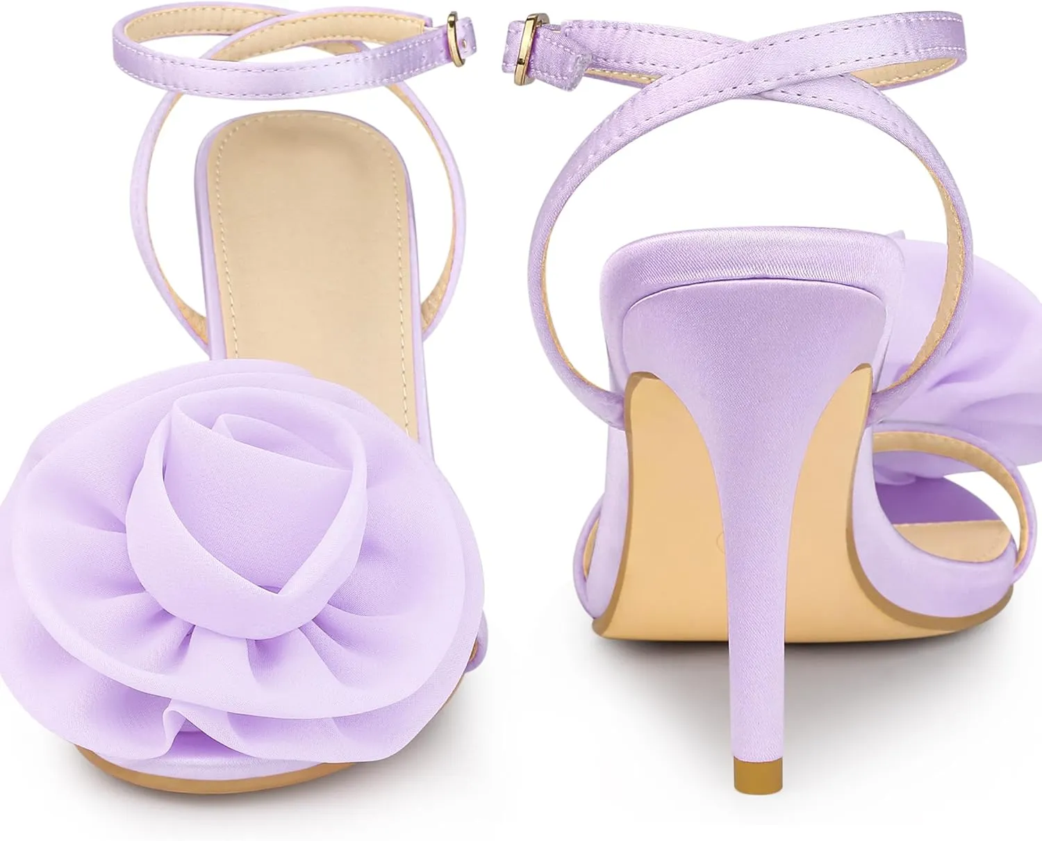 Perphy Flower Heels Satin Stiletto High Heel Sandals for Women