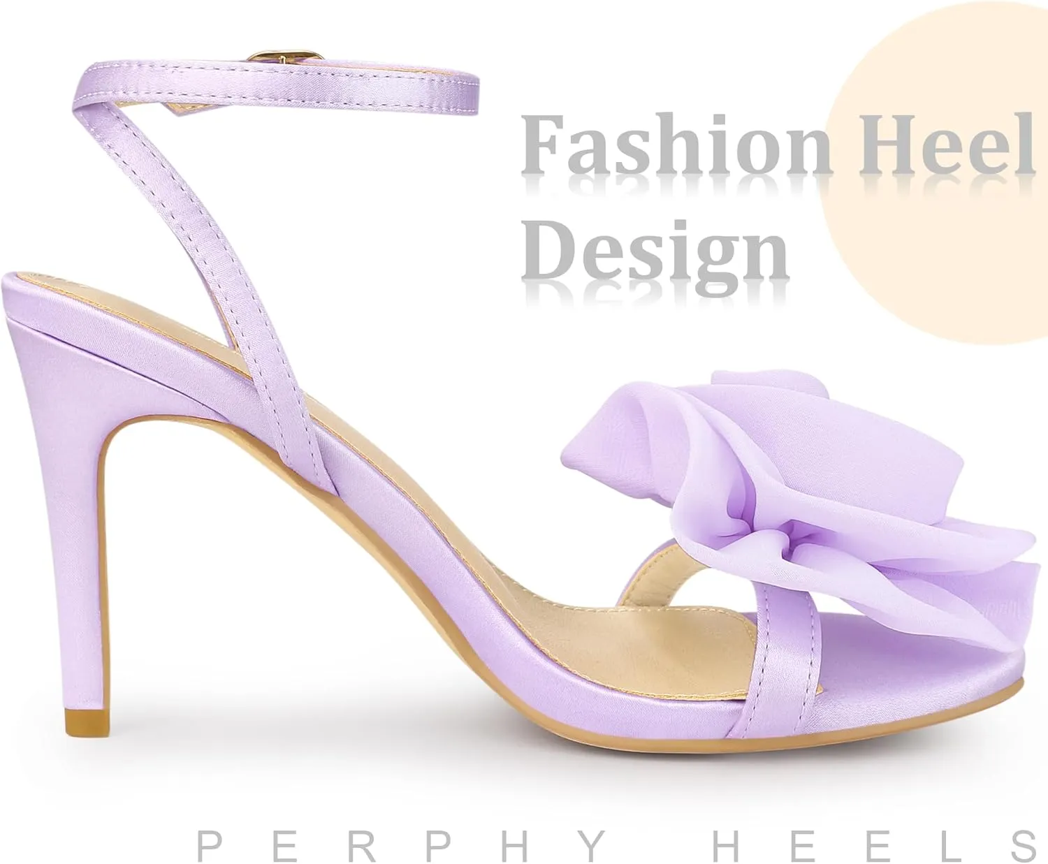 Perphy Flower Heels Satin Stiletto High Heel Sandals for Women