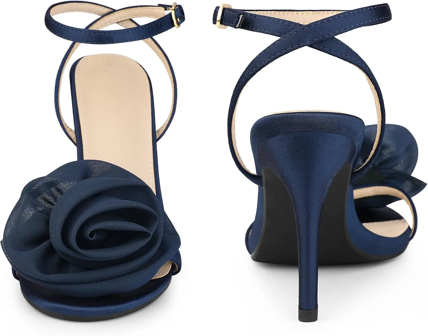 Perphy Flower Heels Satin Stiletto High Heel Sandals for Women