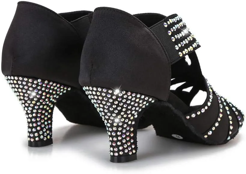 Rhinestones Ballroom Dance Shoes Women Latin Salsa Practice Wedding Indoor Crystal Shoes 2.5in Heels YT05