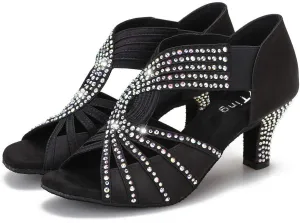 Rhinestones Ballroom Dance Shoes Women Latin Salsa Practice Wedding Indoor Crystal Shoes 2.5in Heels YT05